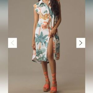 Maeve The Lillian Cap-Sleeve Button-Front Midi Dress